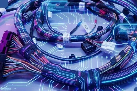 Illustrative scene: Branched wiring harness with protective sleeving