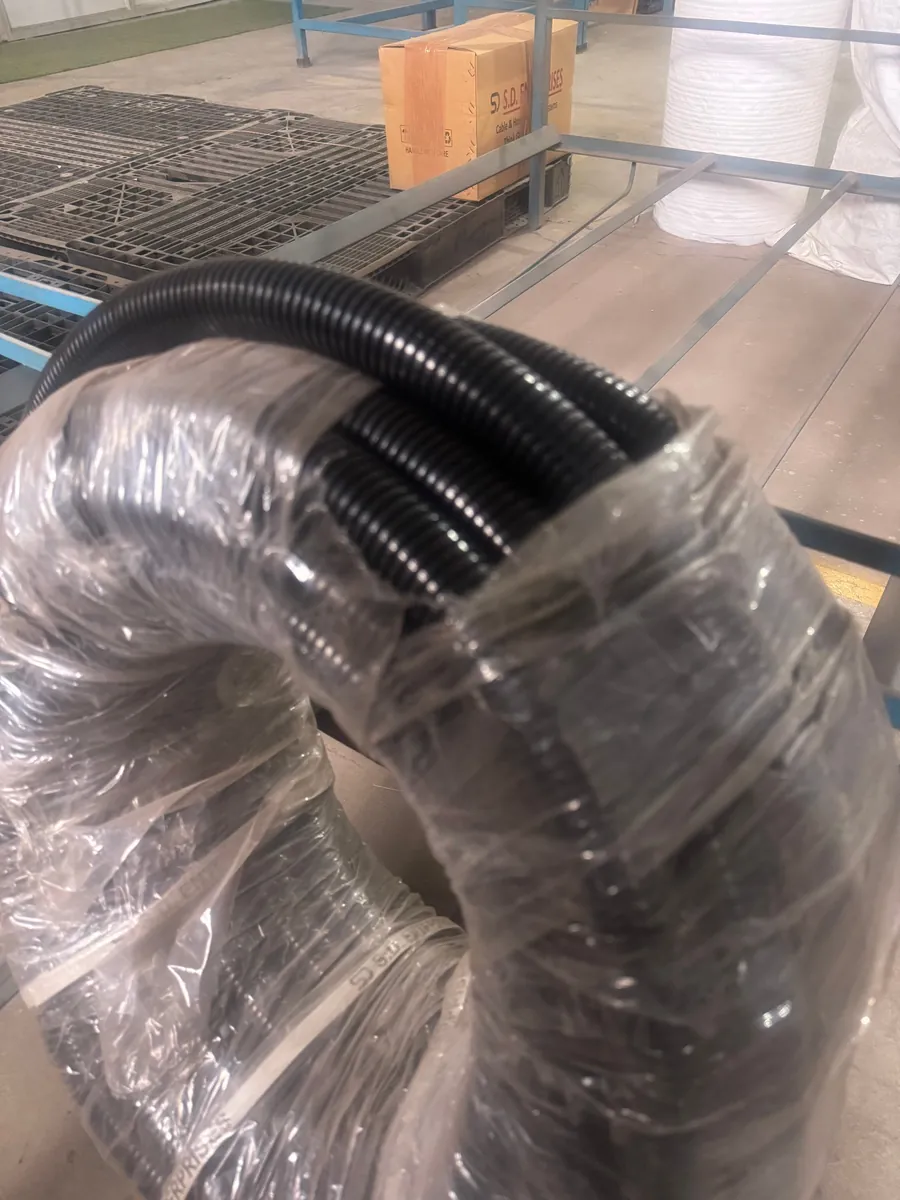 Bagged flexible conduit coils in the warehouse